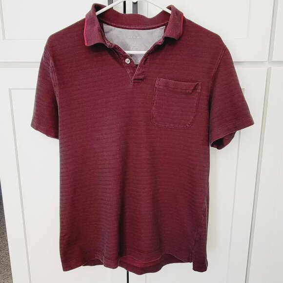 Van Heusen Flex Natural Stretch Men's Size M Medium Polo Shirt Burgundy - Picture 1 of 8